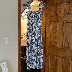 Blue floral midi dress